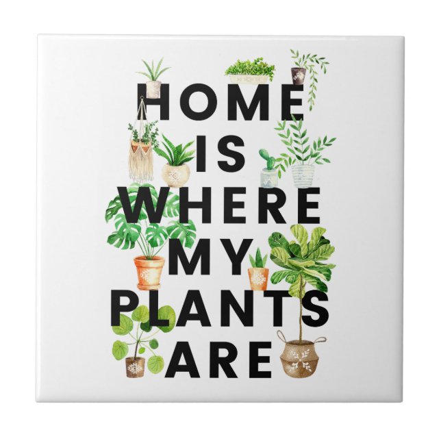Watercolor Houseplant Gardening Quote Tile (Front)