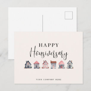 Watercolor Houses Happy Housiversary Postcard