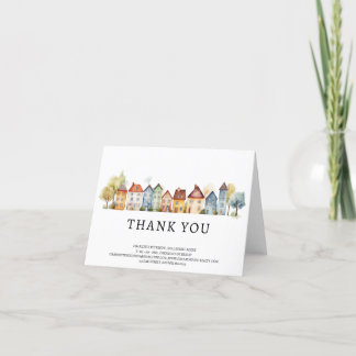Watercolor Houses Real Estate Thank You Card