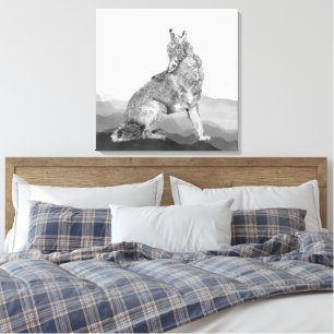 Watercolor Howling Coyote Animal Art Canvas Print