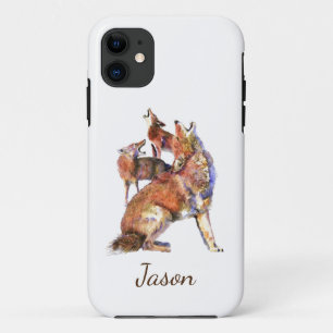 Watercolor Howling Coyotes Animal Nature  Custom Case-Mate iPhone Case