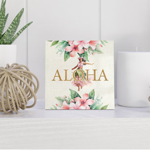 Watercolor Hula Girl Aloha Hawaiian Ceramic Tile