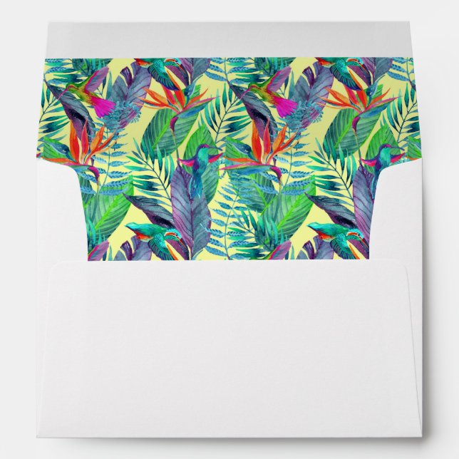 Watercolor Humminbirds In The Jungle Envelopes (Back (Bottom))