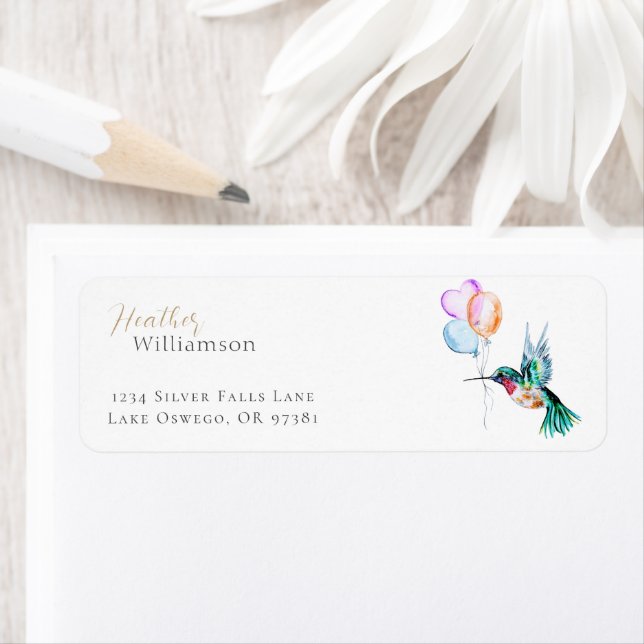 Watercolor Hummingbird and Balloons (Insitu)