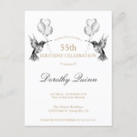 Watercolor Hummingbird Balloon Birthday Invitation