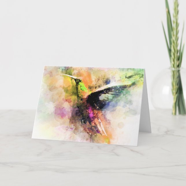 Watercolor hummingbird  card (Front)