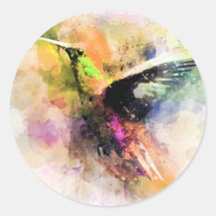Watercolor hummingbird classic round sticker