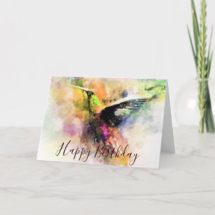 Watercolor hummingbird custom card