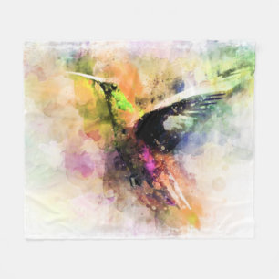 Watercolor hummingbird fleece blanket