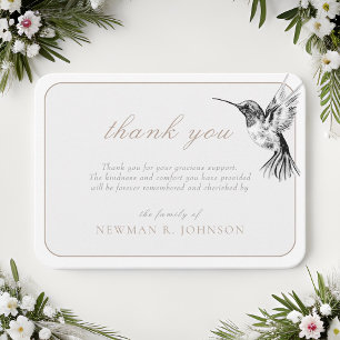 Watercolor Hummingbird Funeral Memorial Thank You Card