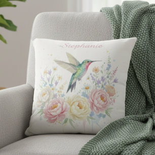 Watercolor Hummingbird Garden Cushion