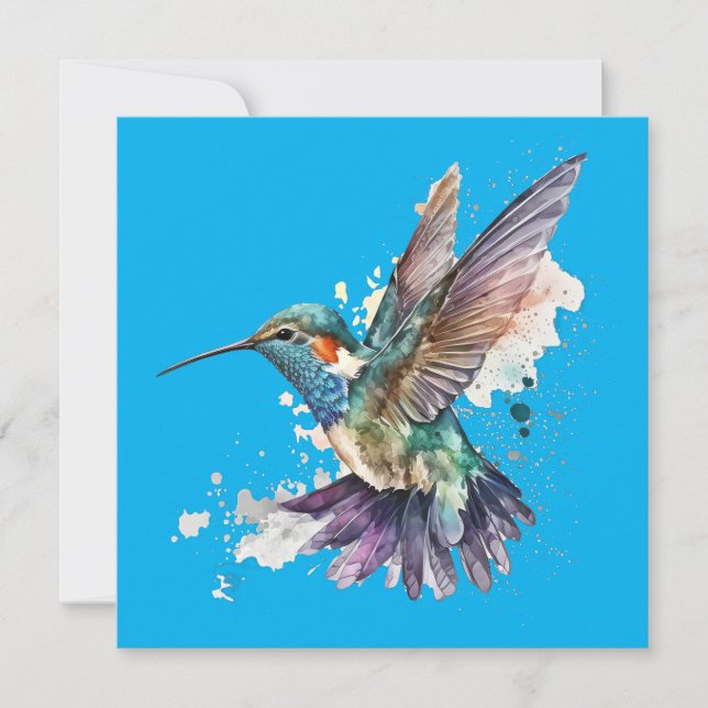 Watercolor Hummingbird Greeting Card (Front)