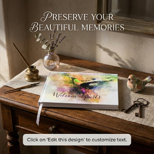 Watercolor hummingbird guest book