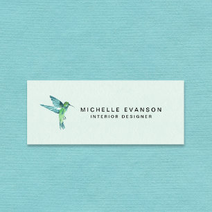 Watercolor Hummingbird Logo Professional Elegant Mini Business Card