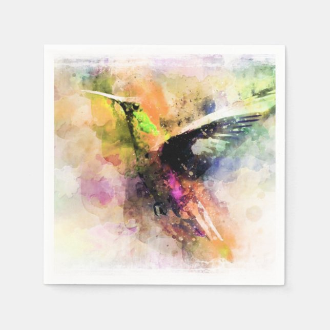 Watercolor hummingbird  napkin (Front)