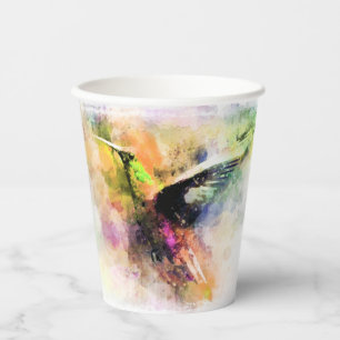 Watercolor hummingbird paper cups