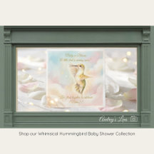 Watercolor Hummingbird & Pastel Clouds Baby Shower
