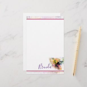 Watercolor hummingbird   stationery