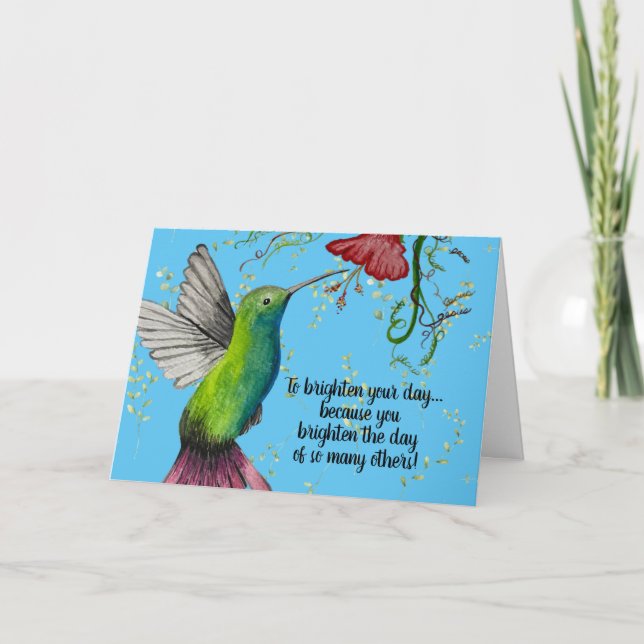 Watercolor Hummingbird Teacher Card (Front)