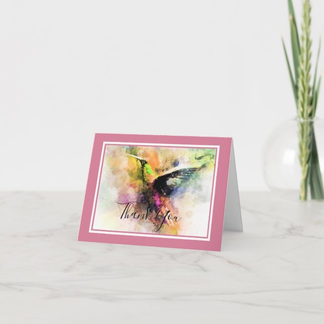 Watercolor hummingbird  thank you card (Front)