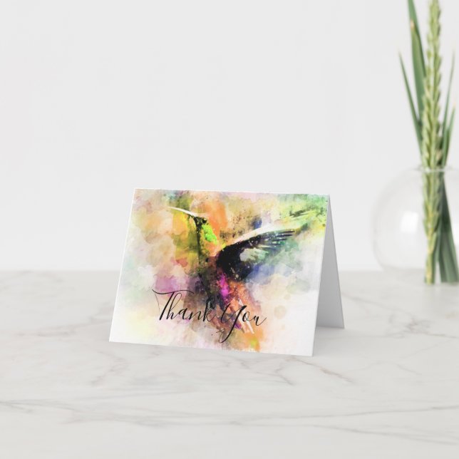 Watercolor hummingbird  thank you card (Front)