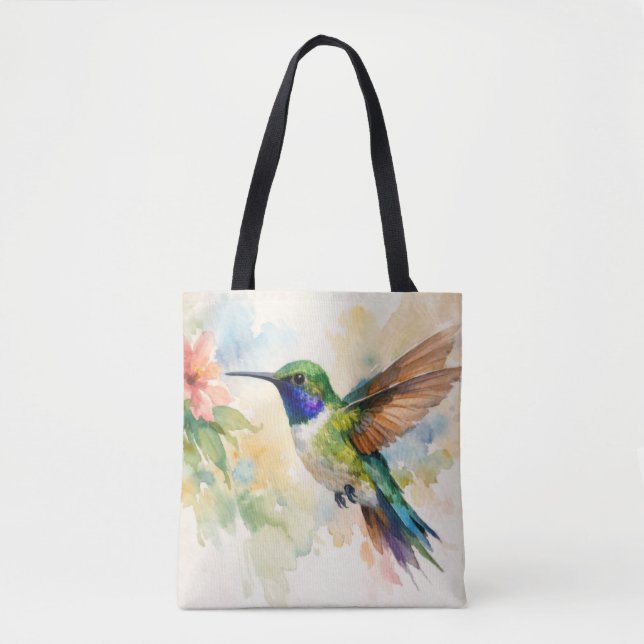 Watercolor Hummingbird Tote Bag (Front)