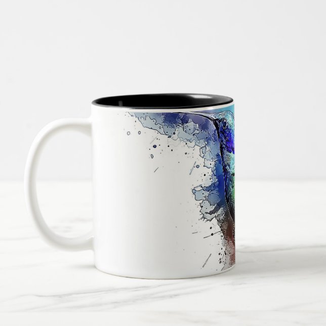 Watercolor Hummingbird Two-Tone Coffee Mug (Left)