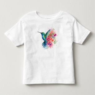 Watercolor Hummingbird Vibrant Floral Bird Design Toddler T-Shirt
