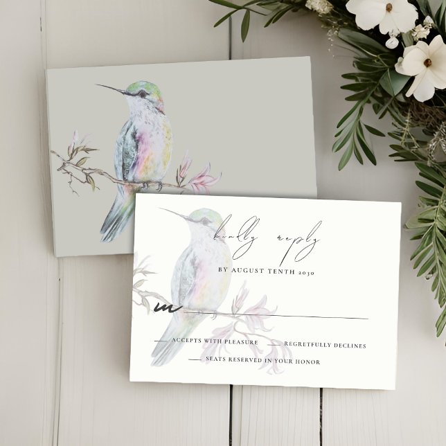 Watercolor Hummingbird Wedding RSVP Response Card (Creator Uploaded)