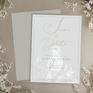 Watercolor Hummingbird Wedding Save the Date Card