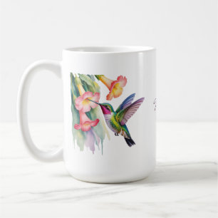 Watercolor Hummingbird with Florals Coffee Mug