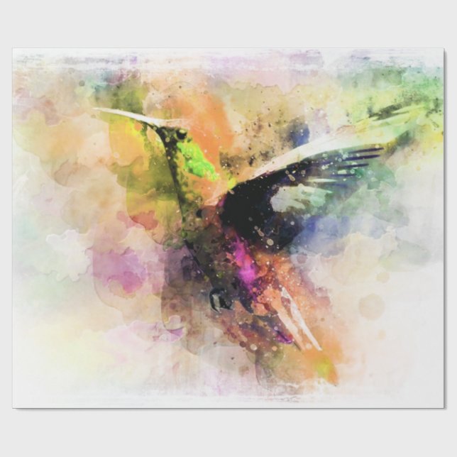 Watercolor hummingbird  wrapping paper (Flat)