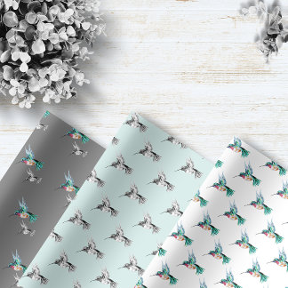 Watercolor Hummingbird Wrapping Paper Sheet