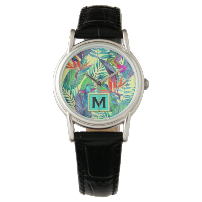 Watercolor Hummingbirds | Add Your Initial Watch (Front)