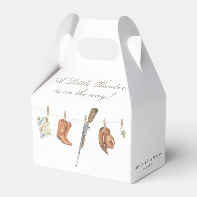 Watercolor Hunter Baby Shower Favour Box (Back Side)