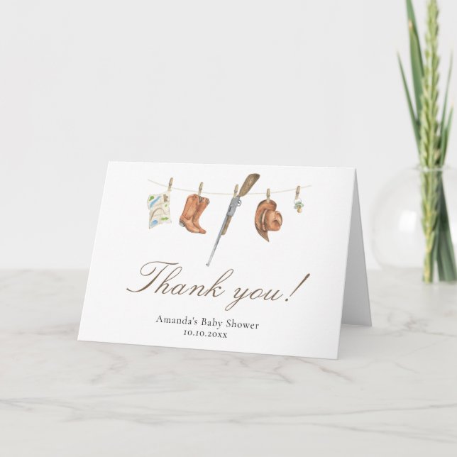 Watercolor Hunter Baby Shower Thank you Card (Front)