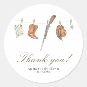 Watercolor Hunter Baby Shower Thank you Classic Round Sticker
