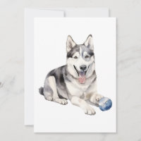 Watercolor Husky Dog