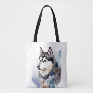 Watercolor Husky Tote Bag Artistic Dog Illustratio