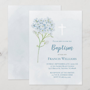 watercolor Hydrangea Baptism Invitation