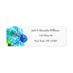 Watercolor Hydrangea Blue Floral return address