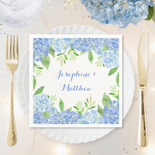 Watercolor Hydrangea Blue Floral Wedding Napkin