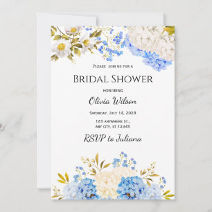 Watercolor Hydrangea Bridal Shower Invitation