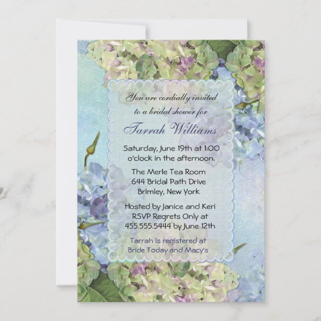 Watercolor Hydrangea - Bridal Shower Invitation (Front)