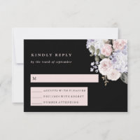 Watercolor Hydrangea Floral on Black | Wedding