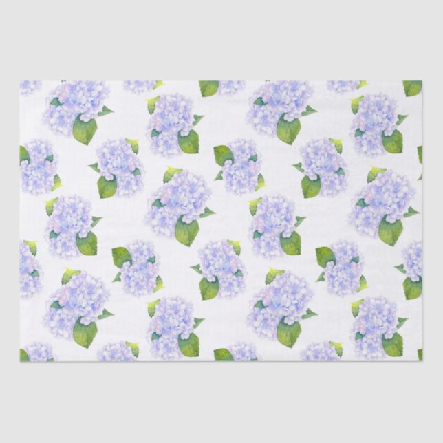 Watercolor Hydrangea Flower Pattern    Tissue Paper (Front)