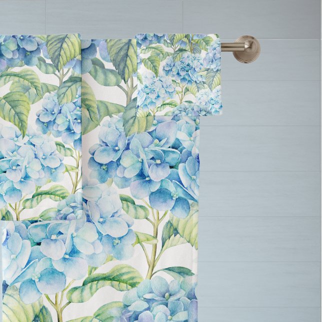 Watercolor Hydrangea Flowers Bath Towel Set (Creator Uploaded)
