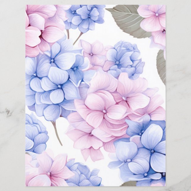 Watercolor hydrangea flowers decoupage tissue  (Front)