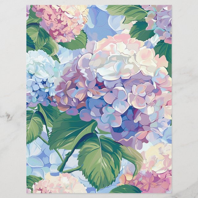 Watercolor hydrangea flowers decoupage tissue  (Front)