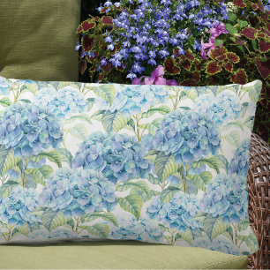Watercolor Hydrangea Flowers Lumbar Cushion
